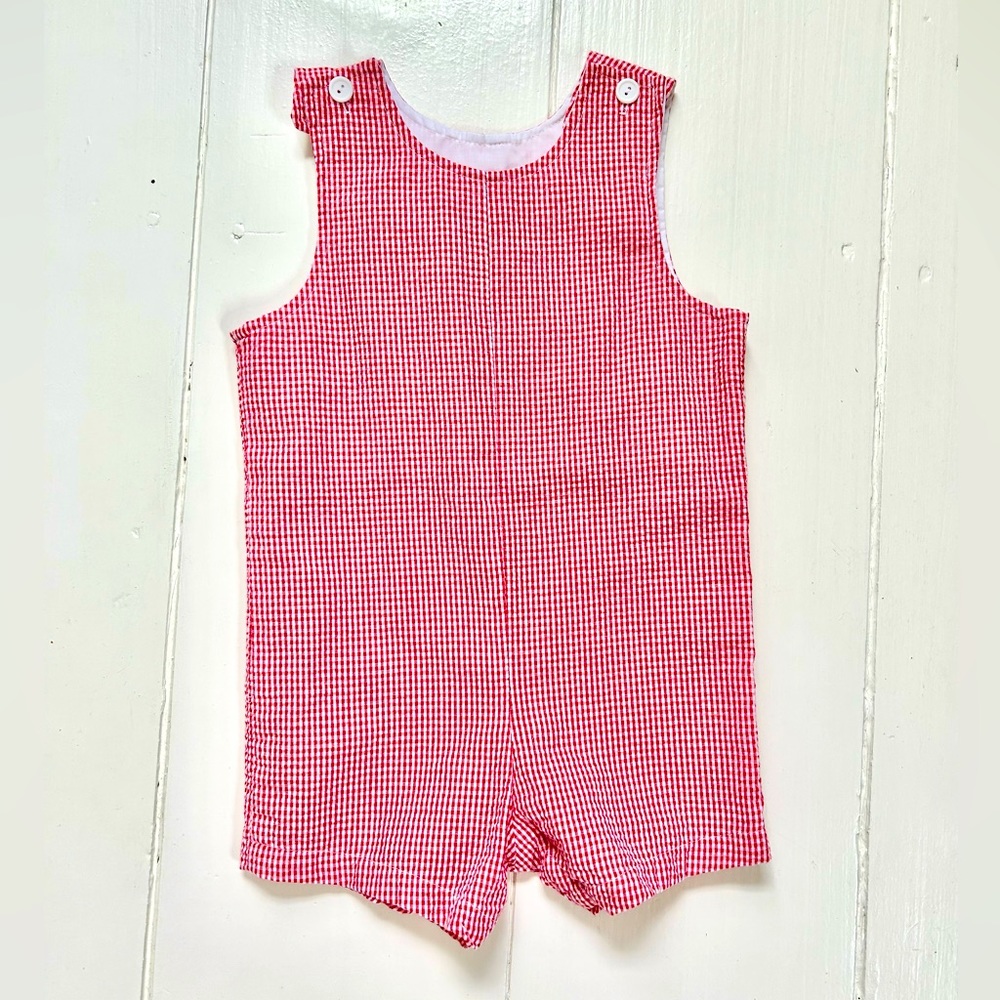 Toddler Boys 3T red gingham seersucker Jon-Jon